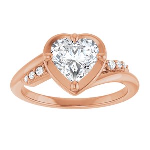 10K Rose Gold 7x7 mm Heart Ring Mounting – image 5