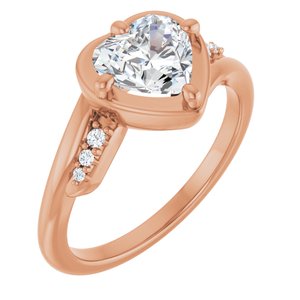 10K Rose Gold 7x7 mm Heart Ring Mounting