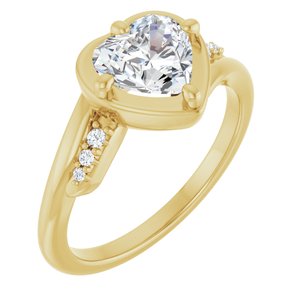 18K Yellow Gold 7x7 mm Heart Ring Mounting