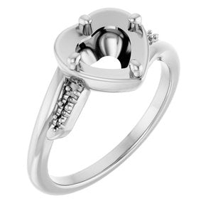 18K White Gold 7x7 mm Heart Ring Mounting – image 2