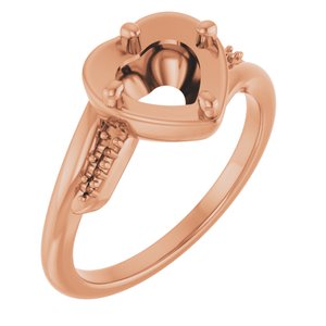 10K Rose Gold 7x7 mm Heart Ring Mounting – image 2
