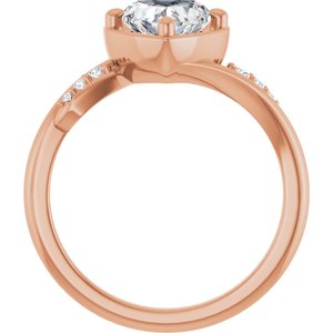 18K Rose Gold 7x7 mm Heart Ring Mounting – image 3