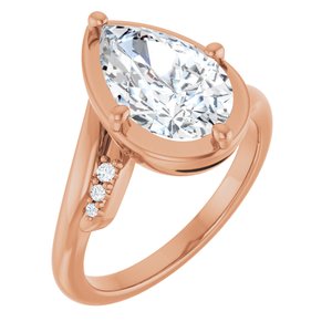 18K Rose Gold 12x7.5 mm Pear Ring Mounting