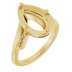 10K Yellow Gold 12x7.5 mm Pear Ring Mounting – image 2