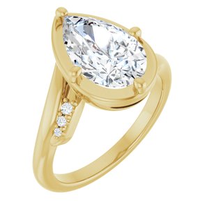 18K Yellow Gold 12x7.5 mm Pear Ring Mounting