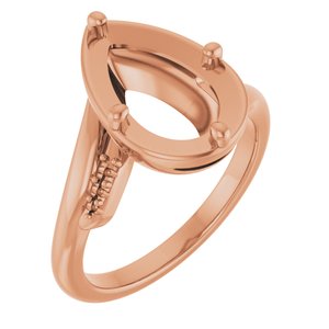 14K Rose Gold 12x7.5 mm Pear Ring Mounting – image 2