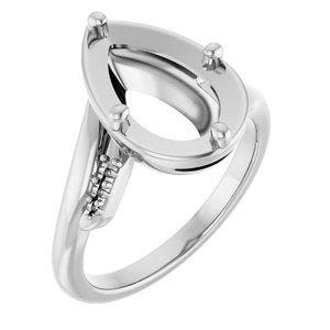 18K White Gold 12x7.5 mm Pear Ring Mounting – image 2