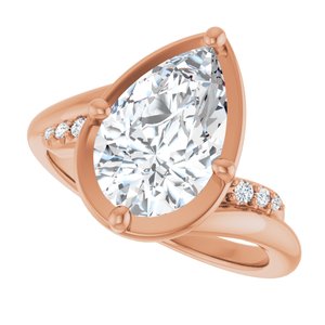 14K Rose Gold 12x7.5 mm Pear Ring Mounting – image 8