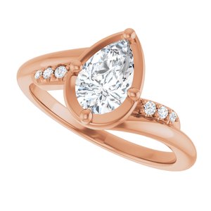 10K Rose Gold 8x5 mm Pear Ring Mounting – image 8