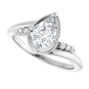 10K White Gold 8x5 mm Pear Ring Mounting – image 8