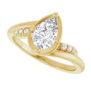 18K Yellow Gold 8x5 mm Pear Ring Mounting – image 8