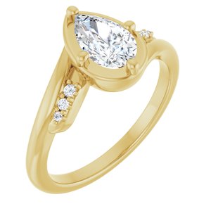 10K Yellow Gold 8x5 mm Pear Ring Mounting