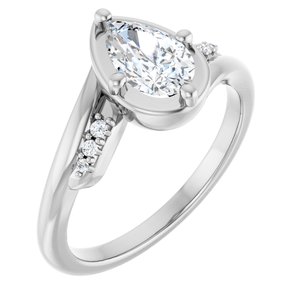 14K X1 White Gold 8x5 mm Pear Ring Mounting