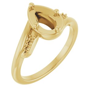 14K Yellow Gold 8x5 mm Pear Ring Mounting – image 2