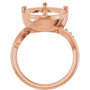 10K Rose Gold 16x12 mm Oval Ring Mounting – image 4