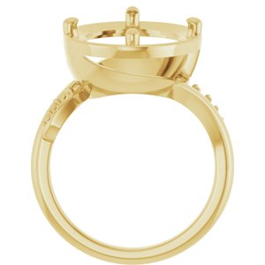 14K Yellow Gold 16x12 mm Oval Ring Mounting – image 4