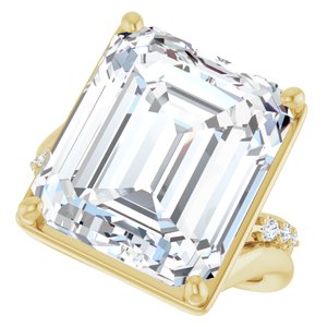 14K Yellow Gold 15x13 mm Emerald Ring Mounting – image 8
