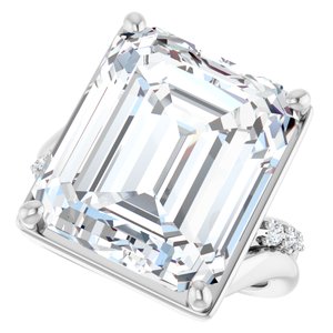 Sterling Silver 15x13 mm Emerald Ring Mounting – image 8