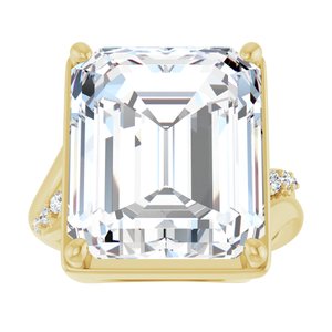18K Yellow Gold 15x13 mm Emerald Ring Mounting – image 5