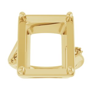 18K Yellow Gold 15x13 mm Emerald Ring Mounting – image 6