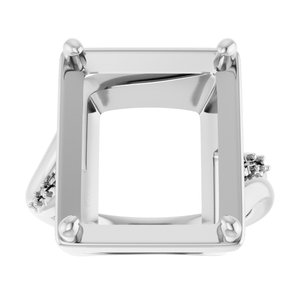 10K White Gold 15x13 mm Emerald Ring Mounting – image 6