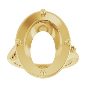 18K Yellow Gold 16x12 mm Oval Ring Mounting – image 6