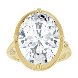 18K Yellow Gold 16x12 mm Oval Ring Mounting – image 5