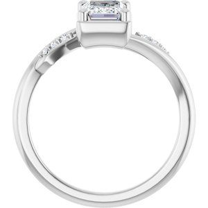 14K White Gold 7x5 mm Emerald Ring Mounting – image 3