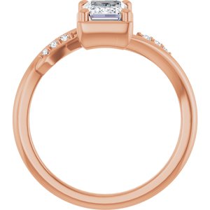 10K Rose Gold 7x5 mm Emerald Ring Mounting – image 3