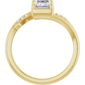 18K Yellow Gold 7x5 mm Emerald Ring Mounting – image 3