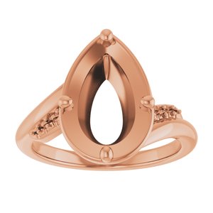 14K Rose Gold 12x7.5 mm Pear Ring Mounting – image 6