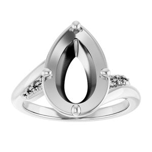 18K White Gold 12x7.5 mm Pear Ring Mounting – image 6