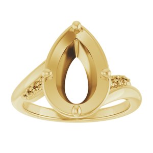 18K Yellow Gold 12x7.5 mm Pear Ring Mounting – image 6