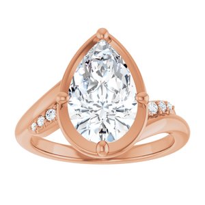 14K Rose Gold 12x7.5 mm Pear Ring Mounting – image 5