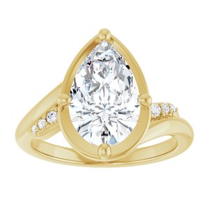 10K Yellow Gold 12x7.5 mm Pear Ring Mounting – image 5