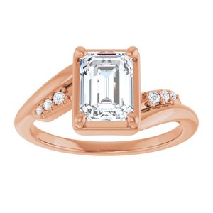 10K Rose Gold 7.5x5.5 mm Emerald Ring Mounting – image 5