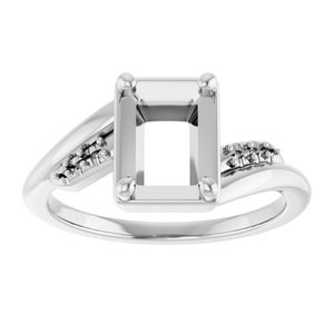 14K X1 White Gold 7.5x5.5 mm Emerald Ring Mounting – image 6