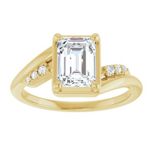 14K Yellow Gold 7.5x5.5 mm Emerald Ring Mounting – image 5