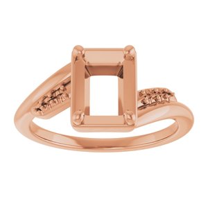 10K Rose Gold 7.5x5.5 mm Emerald Ring Mounting – image 6