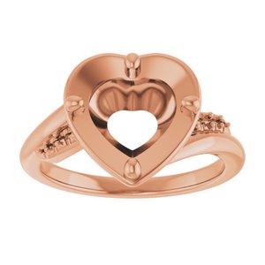 10K Rose Gold 9x9 mm Heart Ring Mounting – image 6