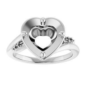 Sterling Silver 9x9 mm Heart Ring Mounting – image 6