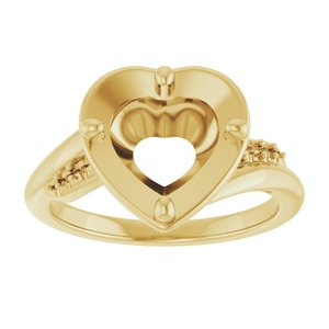 18K Yellow Gold 9x9 mm Heart Ring Mounting – image 6