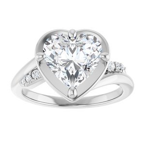 10K White Gold 9x9 mm Heart Ring Mounting – image 5