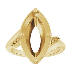 18K Yellow Gold 16x8 mm Marquise Ring Mounting – image 6