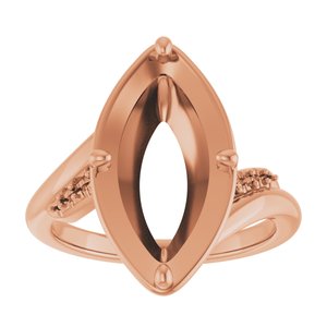 14K Rose Gold 16x8 mm Marquise Ring Mounting – image 6