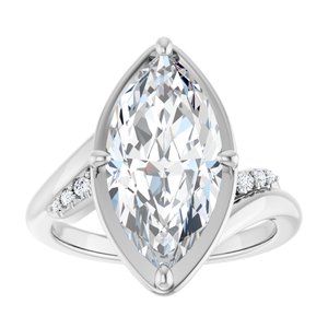 10K White Gold 16x8 mm Marquise Ring Mounting – image 5
