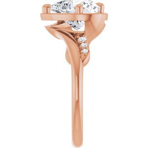 10K Rose Gold 9x9 mm Heart Ring Mounting – image 7