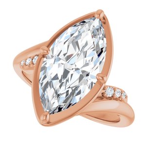 10K Rose Gold 16x8 mm Marquise Ring Mounting – image 8