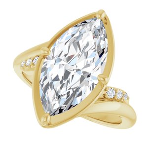 10K Yellow Gold 16x8 mm Marquise Ring Mounting – image 8