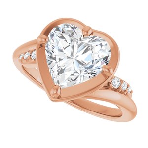 18K Rose Gold 9x9 mm Heart Ring Mounting – image 8